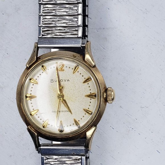 Vintage Bulova Self-winding Men's Watch 10K RGP Bezel Flex On Stainless Steel - Picture 3 of 11